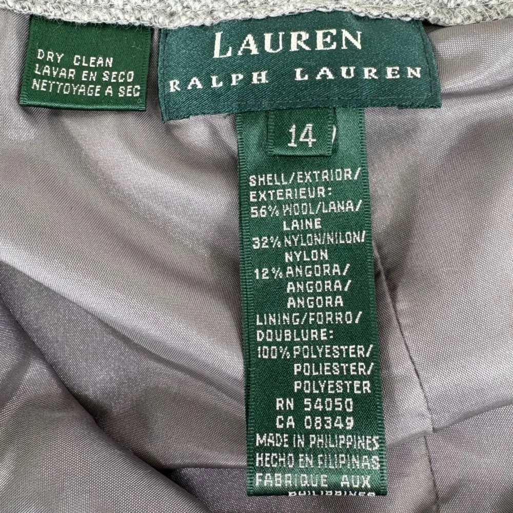 Lauren Ralph Lauren Women's Wool Angora Knee Length Pencil‎ Skirt Gray Size 14
